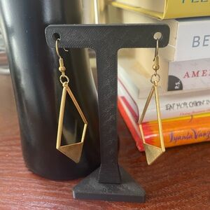 Handcrafted Geometric Gold Tone Dangle Earrings- NWOT